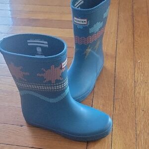 Hunter Blue Rain & Snow Boots with Playful Design